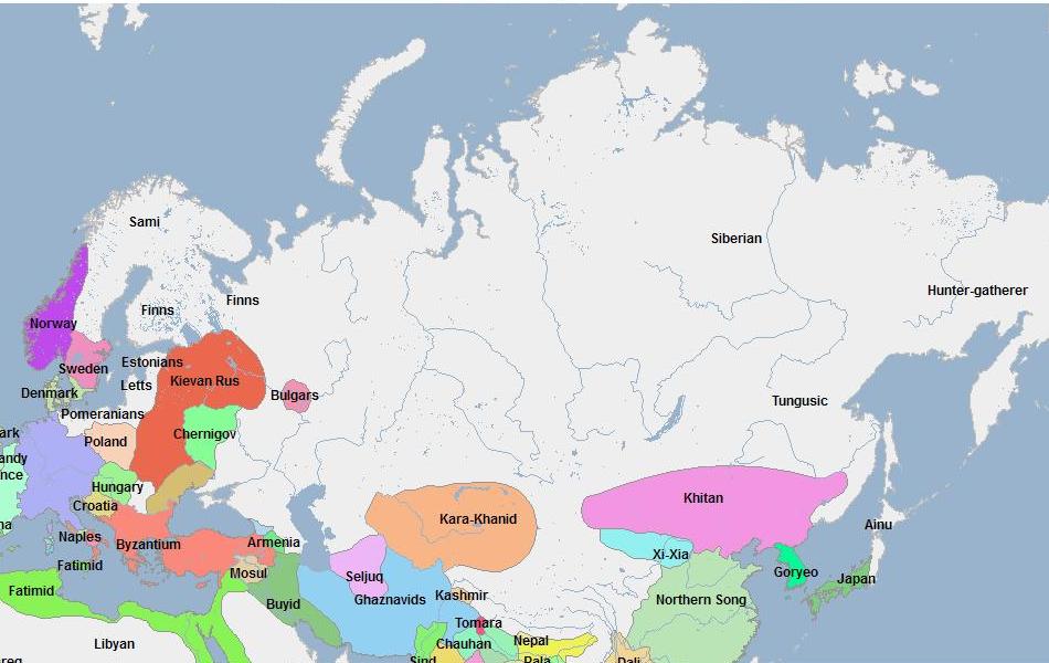 Карта России 1036 года