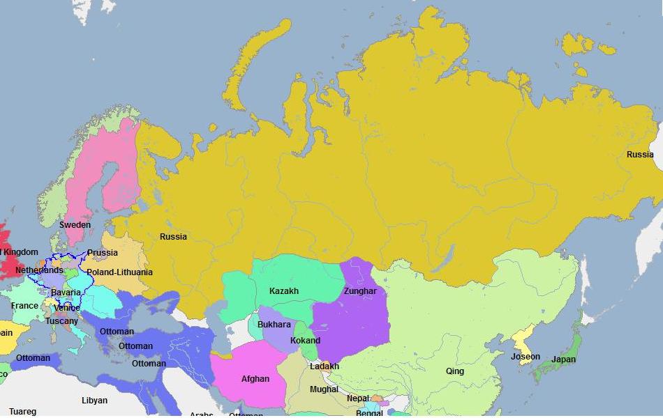 Карта России 1725 года