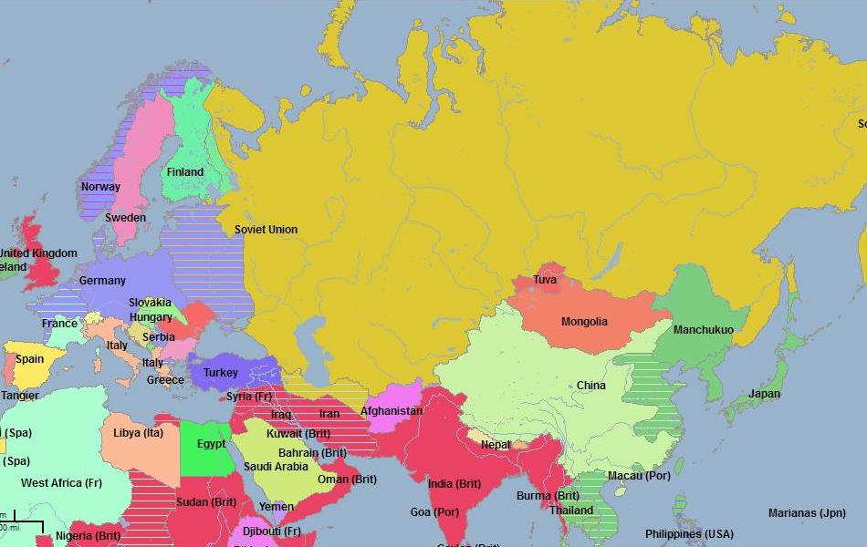 Карта России в 1942 году