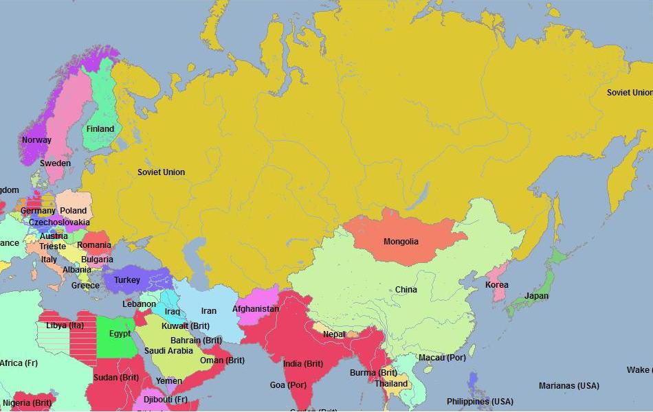 Карта России в 1946 году