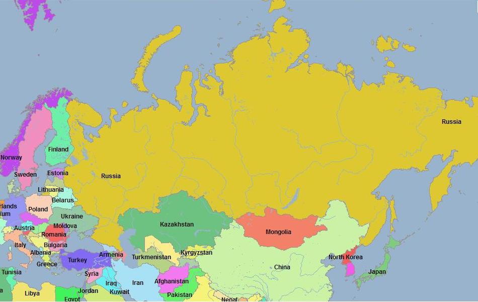 Карта России 1992 года